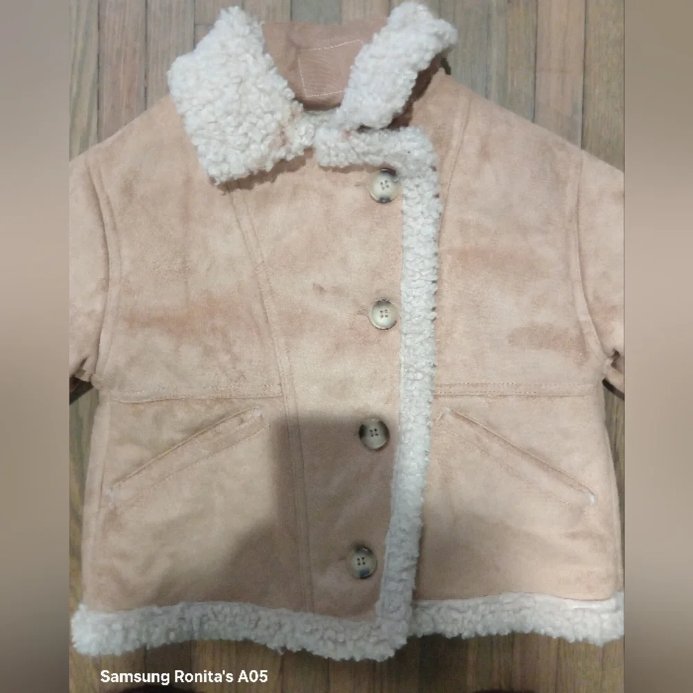 Zara Tan Faux Shearling Jacket Kids Size 7
